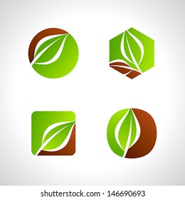 leaf icons logo and design elements