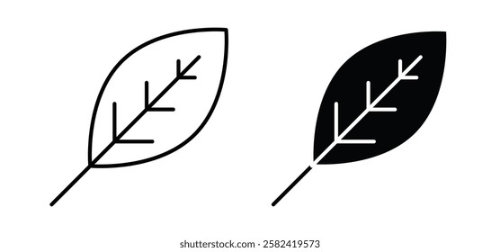 Leaf icons pack vectors in black flat and strokes