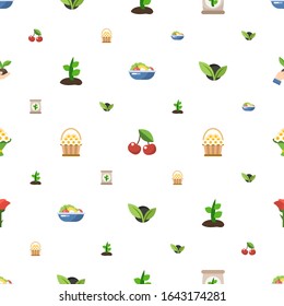 leaf icons pattern seamless. Included editable flat Salad, cherry, fertilizer, Plant, flower basket, vegetarian, bouquet, rose, Gardening icons. leaf icons for web and mobile.
