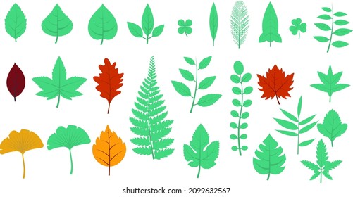 Leaf icons set ecology nature element, green leafs, environment and nature eco sign