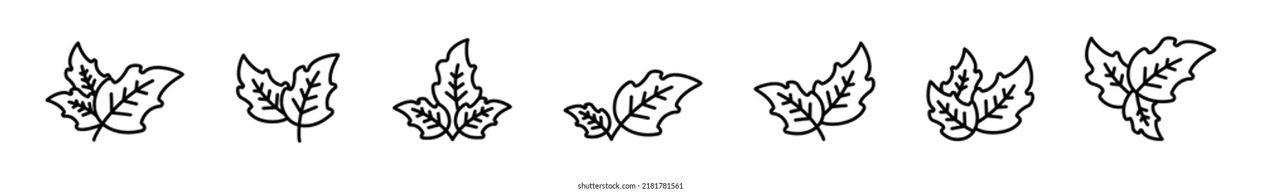 conjunto de iconos de hoja, elemento natural de la ecología de la hoja aislado en el vector de fondo blanco Ilustración