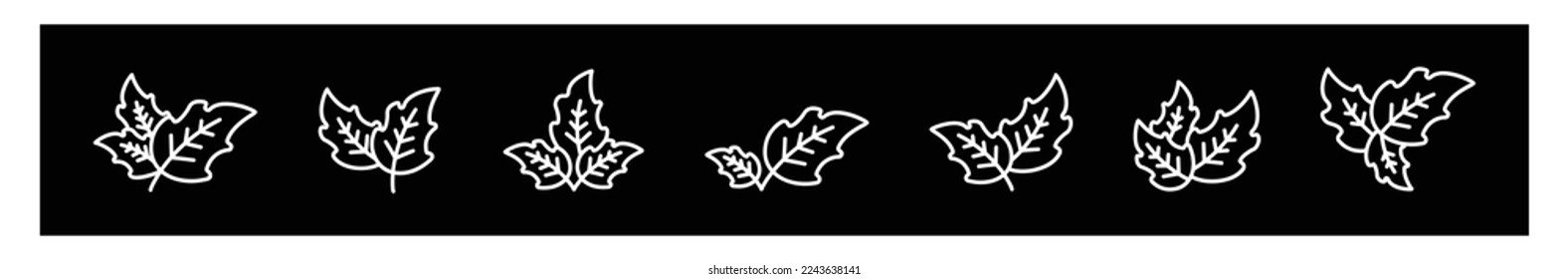 leaf icons set, leaf ecology nature element vector isolated on black background vector Illustration