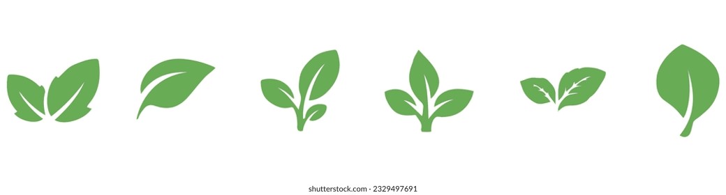 Leaf icons set ecology nature element, green leafs, environment and nature eco sign. Leaves on white background – stock vector