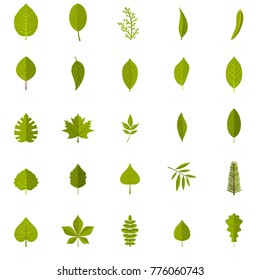 Leaf icons set. Flat illustration of 25 leaf vector icons isolated on white background