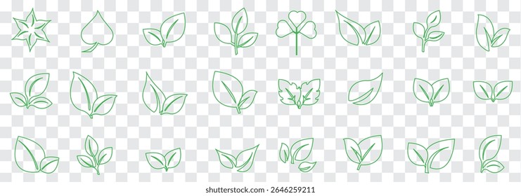 Leaf icons set. Green and Black leaf vector icons. Eco leaf logo. Green leaves collection. Ecology leaf  vector illustration. Eps 10