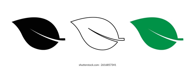 Leaf icons set. Leaves icon on transparent background. Collection green leaf. Elements design for natural, eco, vegan, bio labels. Vector illustration in EPS 10.