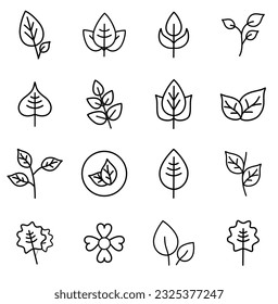 leaf icons set , nature leaf icon symbol editable 