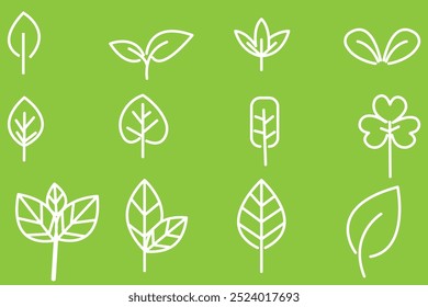 leaf icons set , nature leaf icon symbol editable
