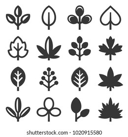 Leaf Icons Set on White Background. Vector