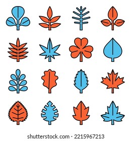 Leaf Icons Set on White Background. Vector illustration