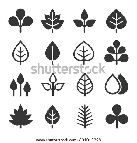 Leaf Icons Set on White Background. Vector