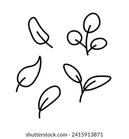 Leaf icons set. Outline, set of leaves of different shapes for design, leaf icons. Vector icons