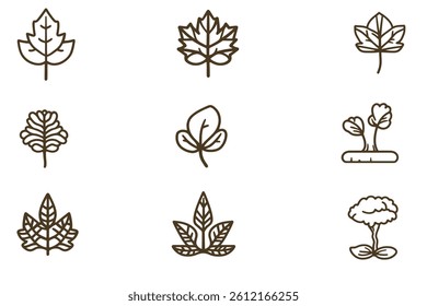Leaf icons set. Vector illustration isolated on white background for graphic and web design.