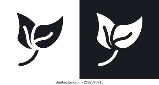 Leaf icons set vectors black and colored style
