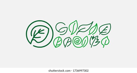 Leaf icons, thin line style