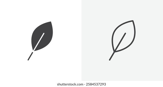 Leaf icons vectors illustrations in black fill and liner versions