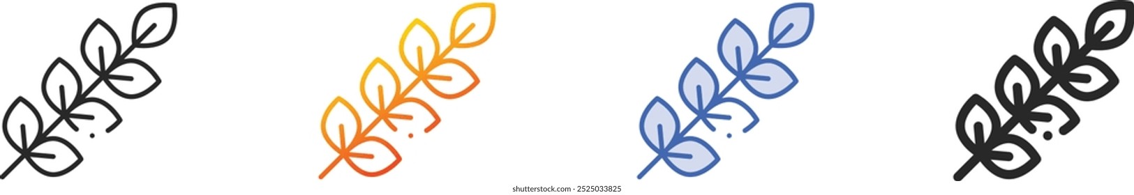 leaf icon.Thin Linear, Gradient, Blue Stroke and bold Style Design Isolated On White Background