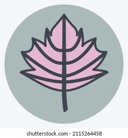 Leaf II Icon in trendy color mate style isolated on soft blue background