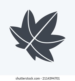Leaf II Icon in trendy glyph style isolated on soft blue background