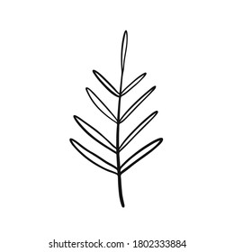 Leaf-Illustration im Doodle-Stil. Vektorsymbol einzeln auf weißem Hintergrund