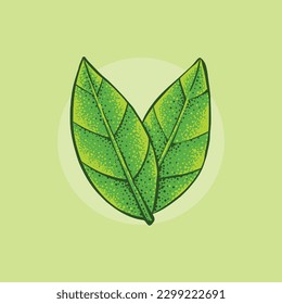Leaf Illustration Drawn Using Pointillism Technique