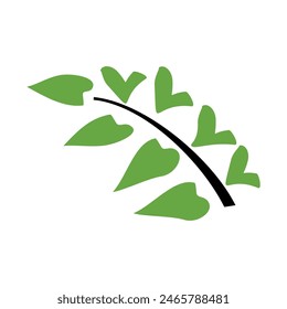 
leaf illustration in flat style, made on a white background. includes leaf, twig and tree designs. green tree vector.
