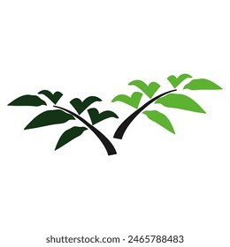 
ilustración de hoja en estilo plano, hecho sobre un fondo blanco. incluye diseños de hoja, ramita y árbol. Vector de árbol verde.
