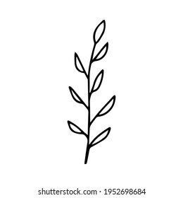 Illustration. Blattsymbol, Vektorlinienstil. Handrohes Kunstdesign