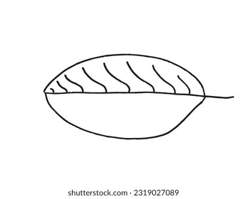 Imagen de la ilustración. 
Dibujo manual de imágenes de una hoja. 
Simple y lindo logo original.
Ilustración vectorial dibujada a mano para afiches, tarjetas, camisetas.