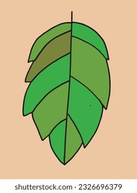 Imagen de la ilustración. 
Dibujo manual de imágenes de una hoja. 
Simple y lindo logo original.
Ilustración vectorial dibujada a mano para afiches, tarjetas, camisetas.