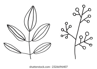 Imagen de la ilustración. 
Dibujo manual de imágenes de una hoja. 
Simple y lindo logo original.
Ilustración vectorial dibujada a mano para afiches, tarjetas, camisetas.