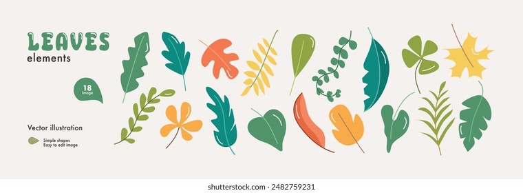 leaf illustration. leaves elements. leaf icon. leaves vector illustration. plant leaf illustration. set leaf illustration.