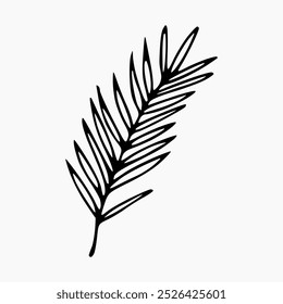 Vector del arte de la línea de la ilustración de la hoja aislado en fondo blanco