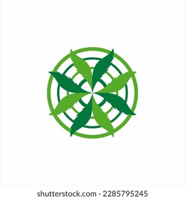 Logo-Design der Leaf-Illustration im Kreis. Kann für Design-Elemente verwendet werden.