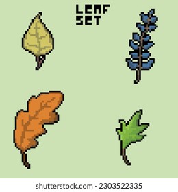 leaf illustration pixel art style with colorful color good for your project and game asset.