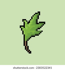 leaf illustration pixel art style with colorful color good for your project and game asset.