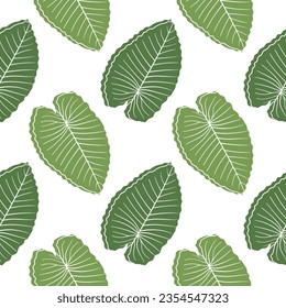 leaf illustration seamless pattern with nature theme on white background