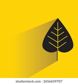 Ilustración de hoja con sombra sobre fondo amarillo