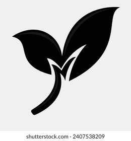 leaf illustration of vector leaf, abstract leaf, black and white plant, black and white leaf