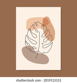 Ilustraciones de hoja con fondo abstracto. Resumen Diseño de arte para impresión, cubierta, papel pintado, arte de pared mínimo y natural. Ilustración vectorial.