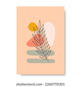 Leaf illustrations with abstract background. Abstract Art design for print, cover, wallpaper, Minimal and natural wall art. Vector illustration.