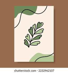 Leaf illustrations with abstract cover background. Abstract Art design for print, cover, wallpaper, Minimal and natural wall art. Vector illustration.