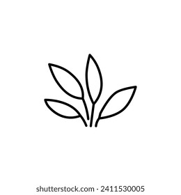 Leaf Image Drawn with Thin Line. Perfect for design, infographics, web sites, apps