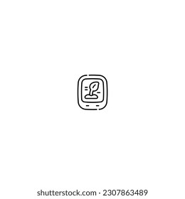 leaf image smartphone icon with black color