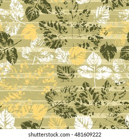 Leaf imprints. Foliage. Leaves Seamless background