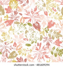 Leaf imprints. Foliage. Leaves Seamless pattern. Camouflage background