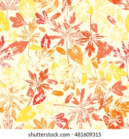 Leaf imprints. Foliage. Leaves Seamless pattern. Camouflage background