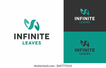 Leaf infinity Logo Design organic botanical Symbol Graphic Vector