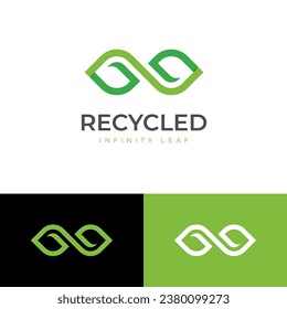 Leaf infinity logo icon design symbol, nature limitless logo design vector template for recycled logos