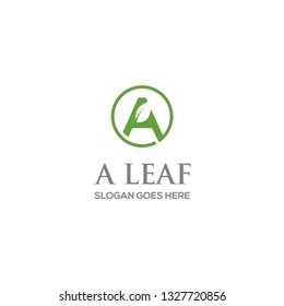 Leaf A Initial green natural logo design vector